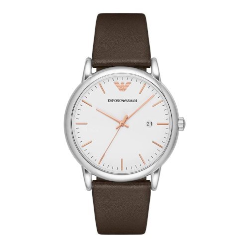 Emporio Armani Herren White Dial Brown Leather Strap Watch For Men - AR11103 - Image 8